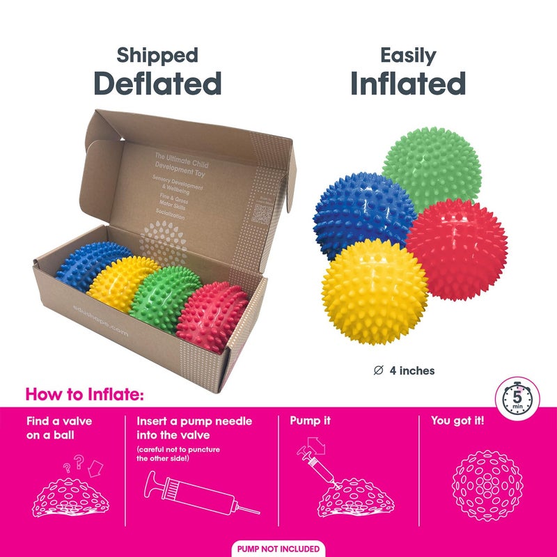 Edushape Original Sensory Ball - 4" Solid Primary Color Baby Ball for Gross Motor Skills Development, Ages 6 Months & Up - Perfect Stocking Stuffer - Image 3